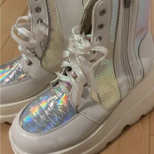 Holographic White Women's Boots